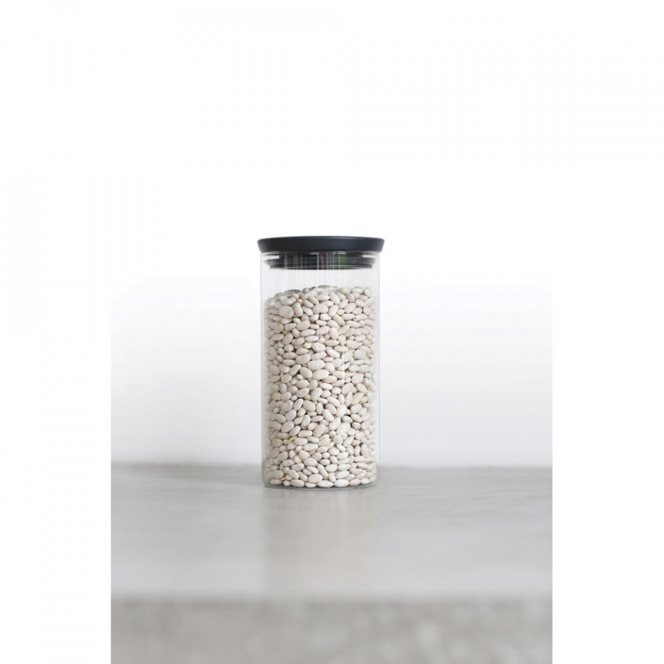 Стъклен буркан Brabantia, стативен 1.1L, Тъмен сив 646874