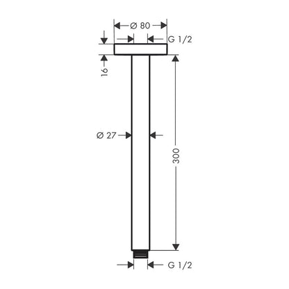 Brat de dus Hansgrohe 30 cm с покритие Brushed Bronze