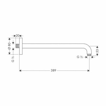 Hansgrohe 389 mm Shower Arm in Brushed Bronze