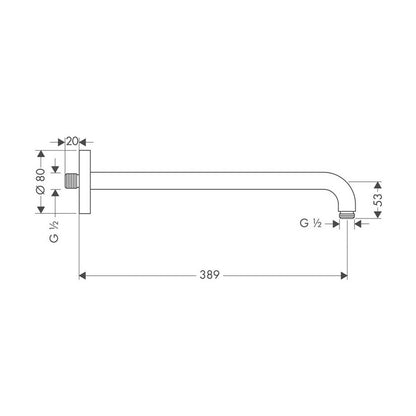 Hansgrohe 389 mm Matte Black Shower Arm