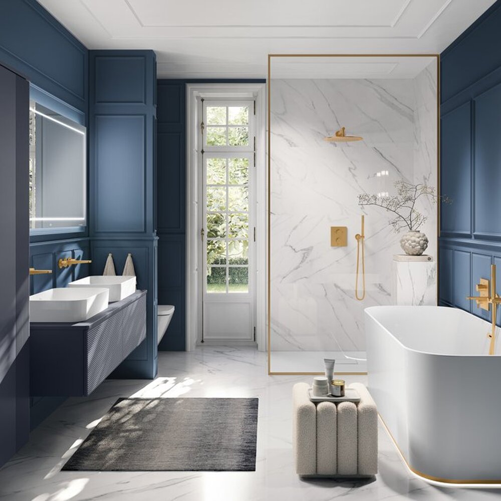 Рамка за душ Villeroy&Boch Universal 40 cm профил кръгъл златен мат