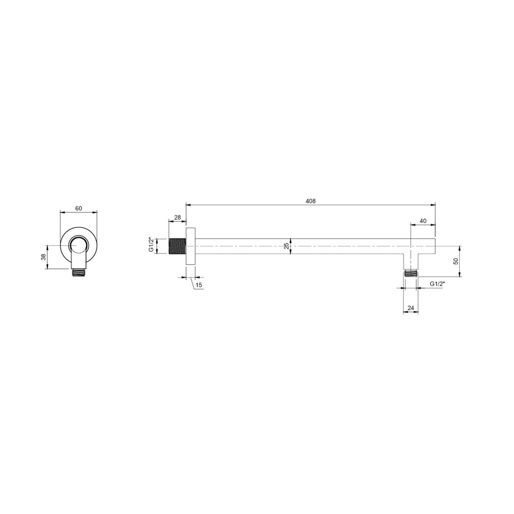 Рамка за душ Villeroy&Boch Universal 40 cm профил кръг хром гланц
