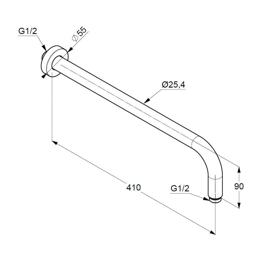 Kludi A-QA Matte Black Shower Arm 40 cm