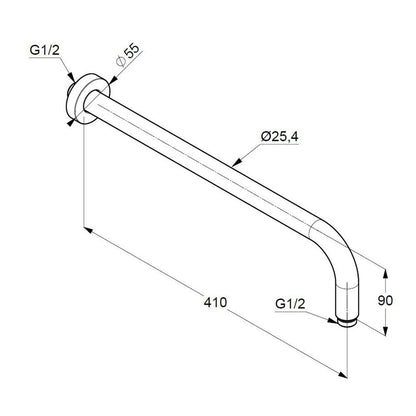 Kludi A-QA Matte Black Shower Arm 40 cm