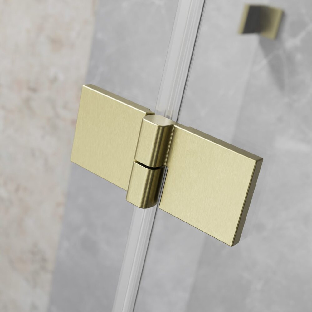 Правоъгълна душ кабина с отваряща се врата Radaway Essenza KDJ 100x120 cm с покритие Brushed Gold - ляво