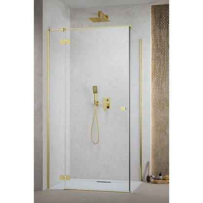 Правоъгълна душ кабина с отваряща се врата Radaway Essenza KDJ 100x70 cm златно-прозрачна лява