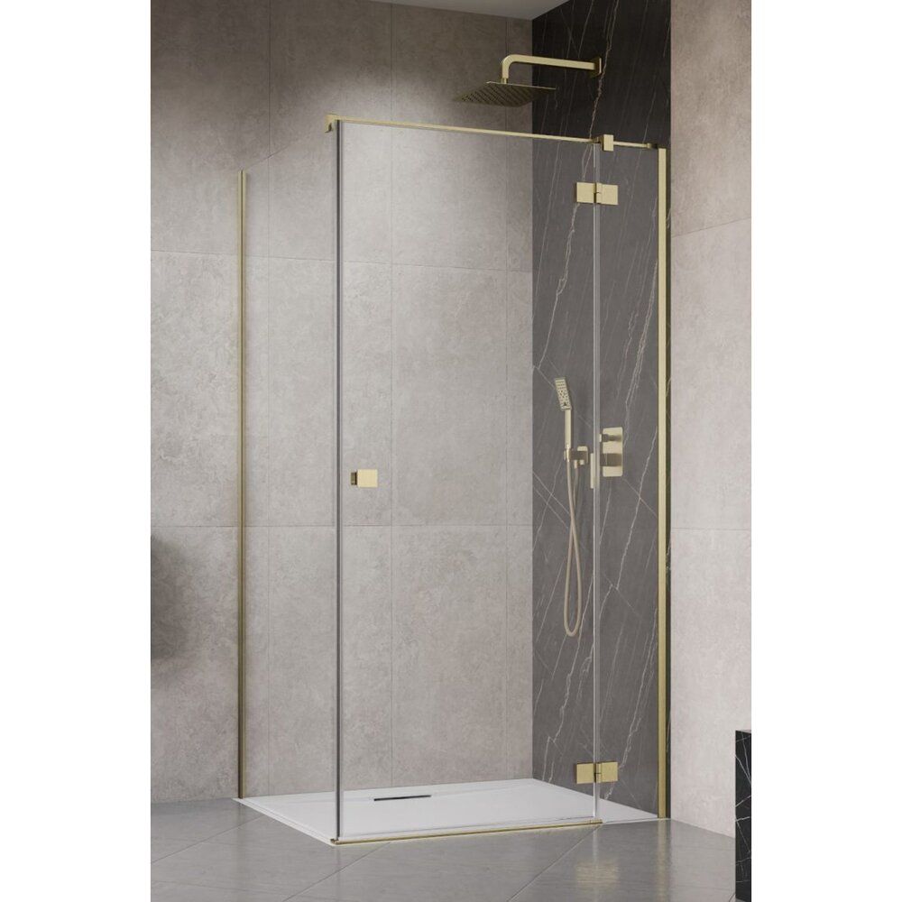 Правоъгълна душ кабина с отваряща се врата Radaway Essenza KDJ 120x70 cm с покритие злато матово-прозрачно дясно
