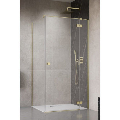 Правоъгълна душ кабина с отваряща се врата Radaway Essenza KDJ 120x70 cm с покритие злато матово-прозрачно дясно