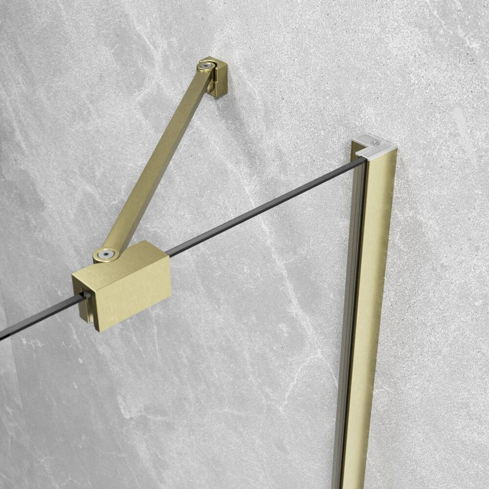 Правоъгълна душ кабина с отваряща се врата Radaway Essenza KDJ 80x100 cm с покритие от четкано злато-прозрачно дясно