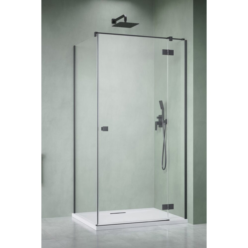 Правоъгълна душ кабина с отваряща се врата Radaway Essenza KDJ 80x75 cm финиш GunMetal brushed-transparent дясна