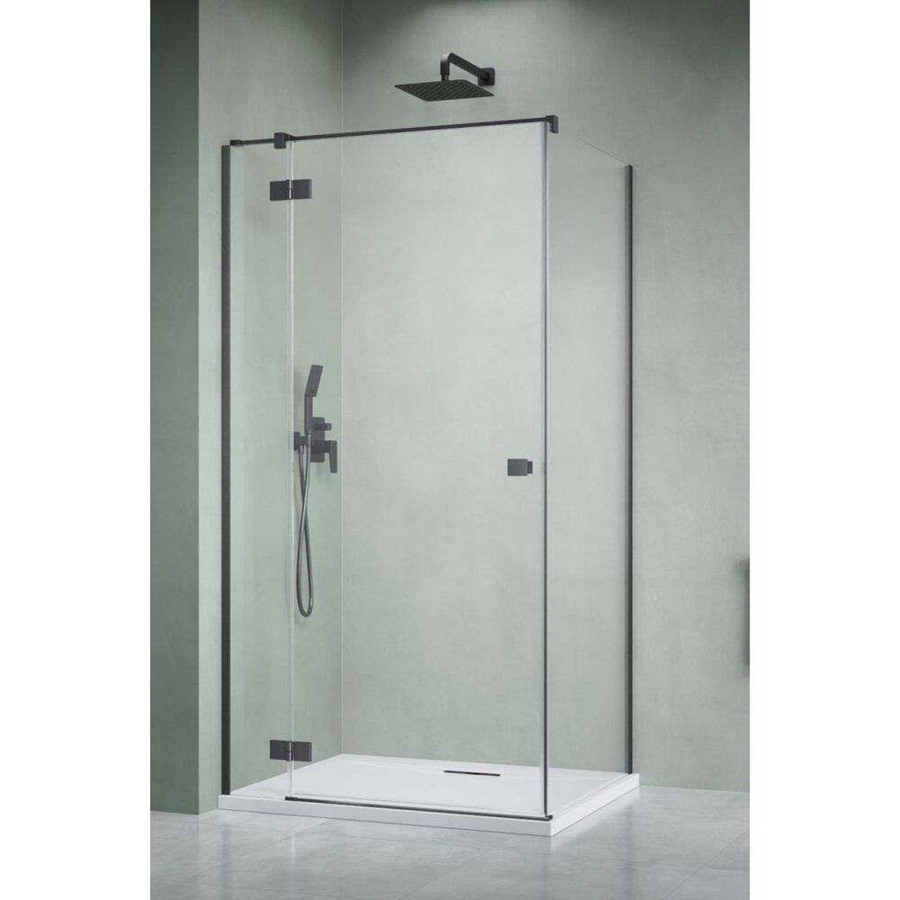 Правоъгълна душ кабина с отваряща се врата Radaway Essenza KDJ 90x120 cm финиш GunMetal перлен-прозрачен ляво