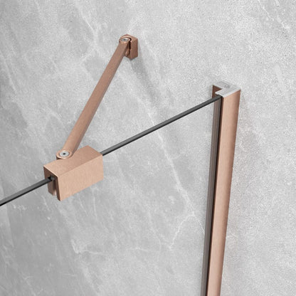 Правоъгълна душ кабина с отваряща се врата Radaway Essenza KDJ 90x70 cm с покритие от четкан мед-прозрачно дясно