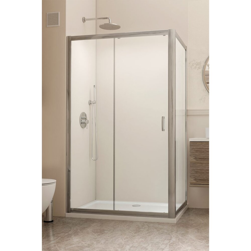 Правоъгълна душ кабина с плъзгаща се врата Radaway Premium Plus DWJ+S 95x90 cm хромирано-стъклено покритие
