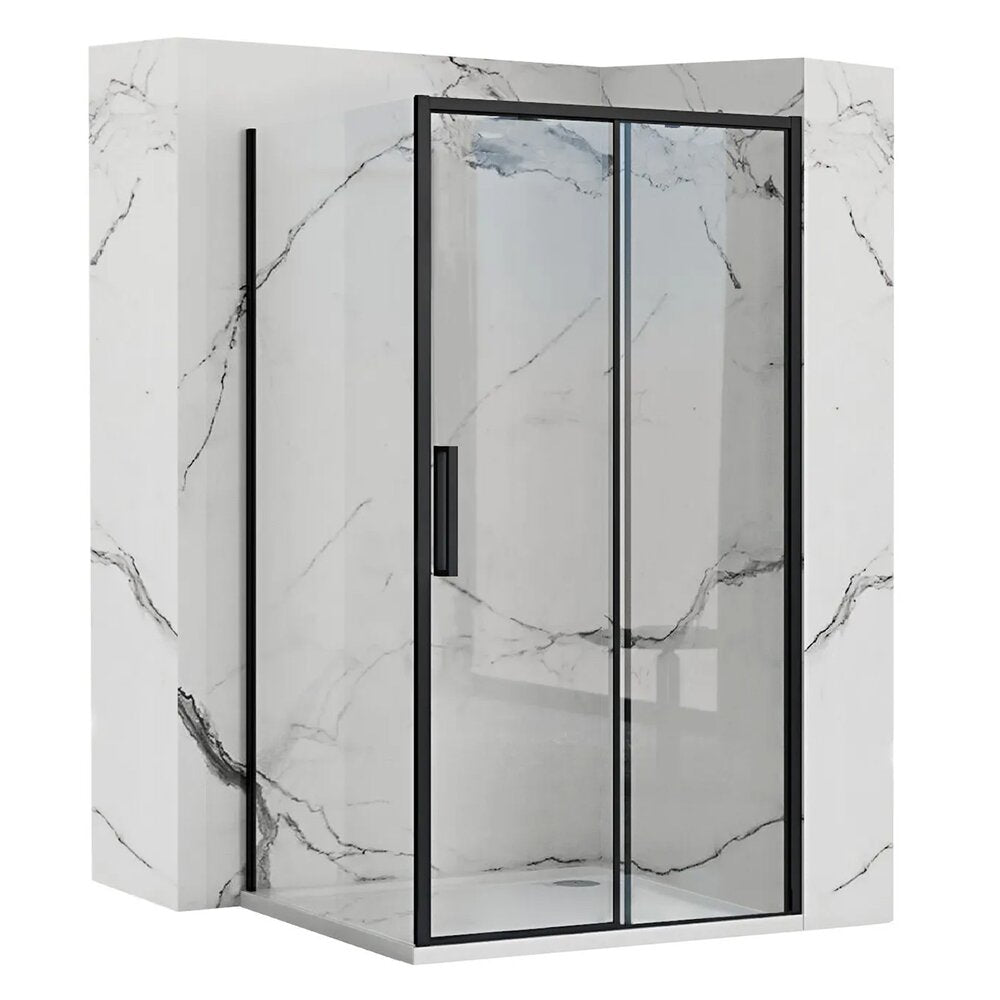 Rectangular Shower Cabin with Sliding Door Rea Rapid Slide 100x80 Black