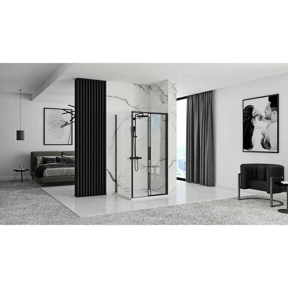 Rectangular Shower Cabin with Sliding Door Rea Rapid Slide 100x80 Black