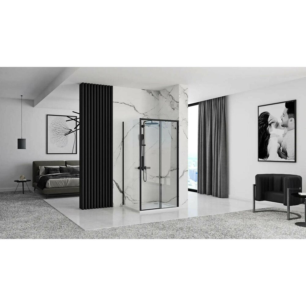 Rectangular Shower Cabin with Sliding Door Rea Rapid Slide 150x80 Black