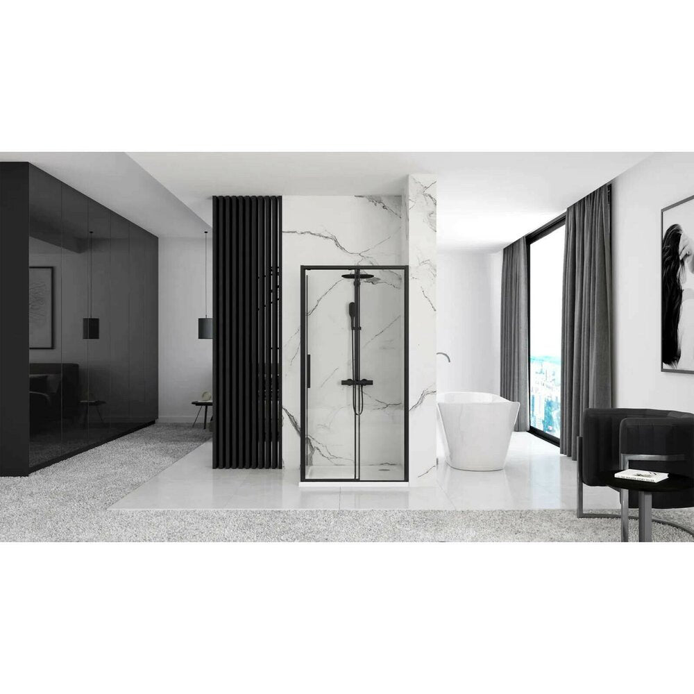 Rectangular Shower Cabin with Sliding Door Rea Rapid Slide 150x80 Black