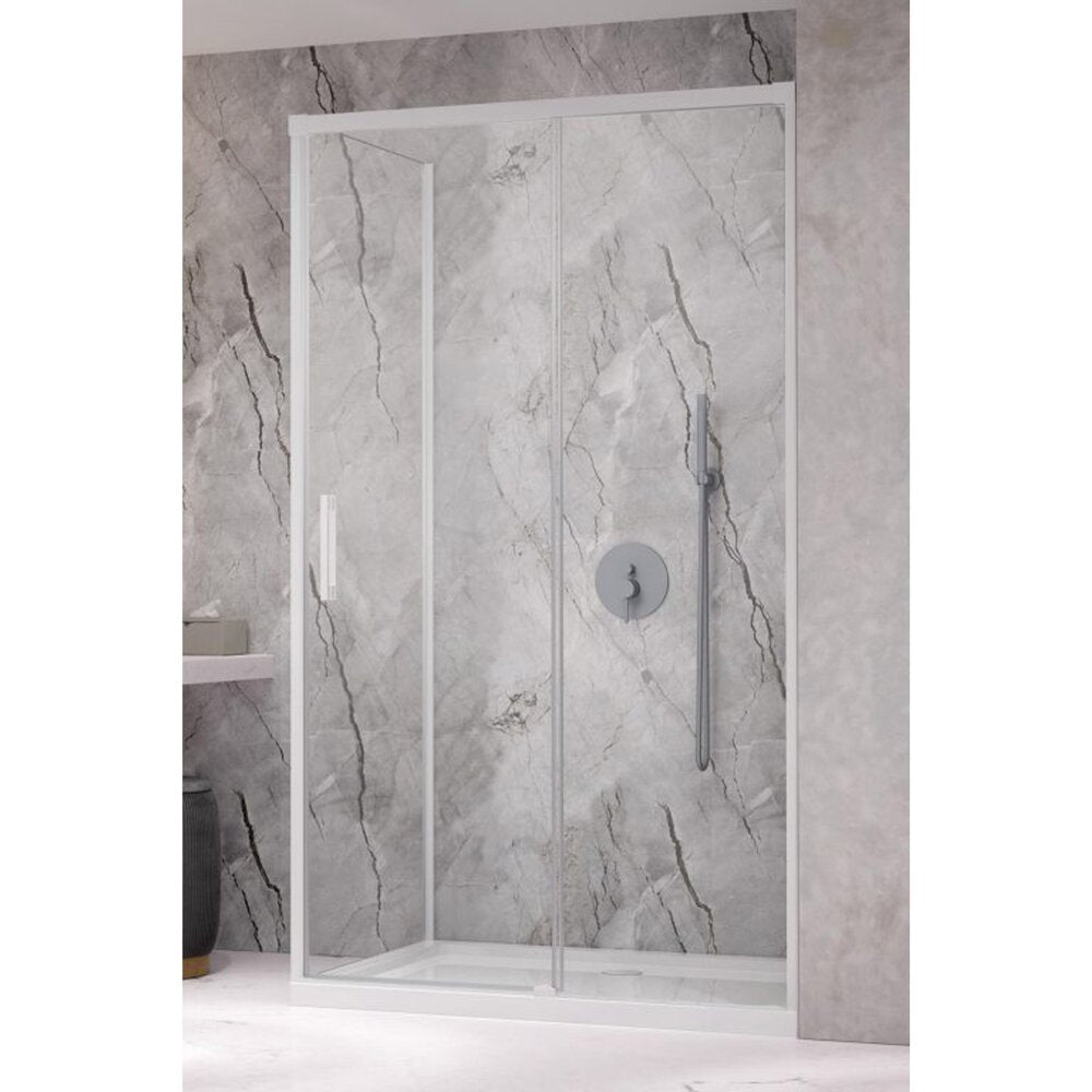 Правоъгълна душ кабина с плъзгаща се врата Radaway Idea KDJ 100x110 cm матово-прозрачно бяло дясно