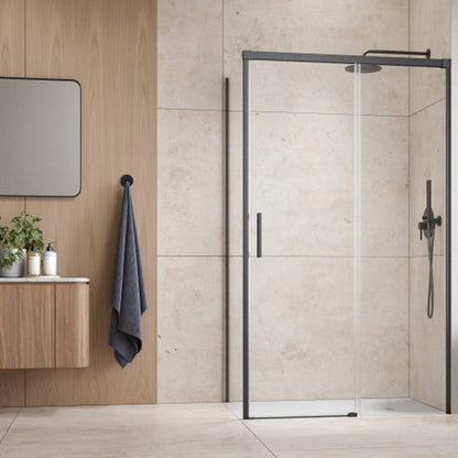 Правоъгълна душ кабина с плъзгаща се врата Radaway Idea KDJ 100x110 cm завършек GunMetal матово-прозрачно дясно