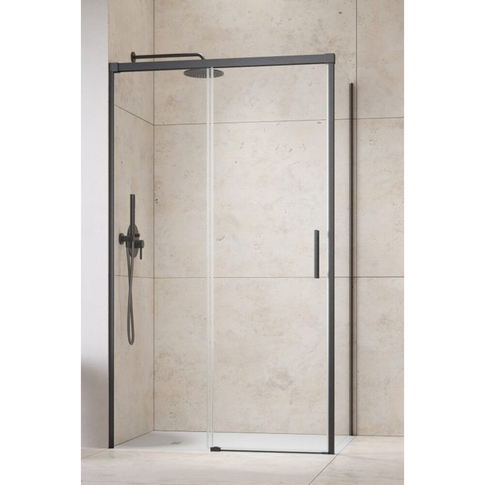 Правоъгълна душ кабина с плъзгаща се врата Radaway Idea KDJ 100x110 cm завършек GunMetal перлен - лява
