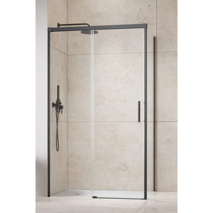 Правоъгълна душ кабина с плъзгаща се врата Radaway Idea KDJ 100x110 cm завършек GunMetal перлен - лява