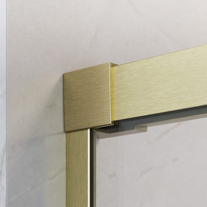 Правоъгълна душ кабина с плъзгаща се врата Radaway Idea KDJ 110x90 cm завършване златно матово-прозрачно ляво