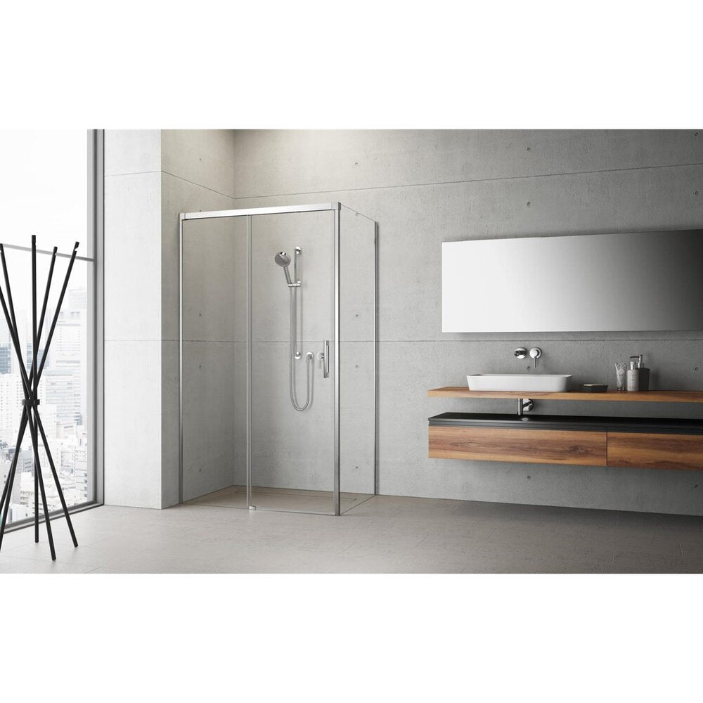 Правоъгълна душ кабина с плъзгаща се врата Radaway Idea KDJ 120x110 cm завършек злато матово-прозрачно ляво