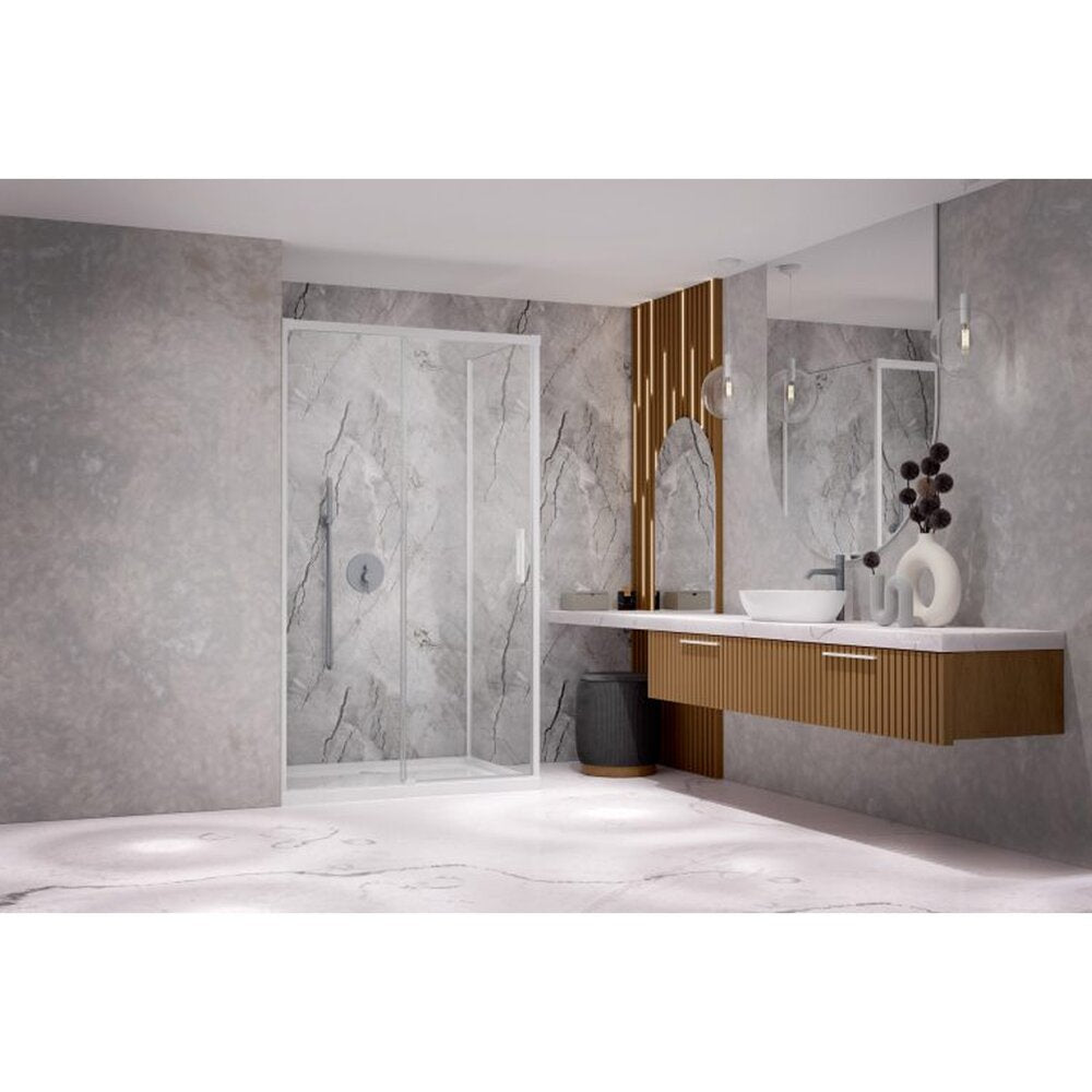 Правоъгълна душ кабина с плъзгаща се врата Radaway Idea KDJ 120x70 cm матово-прозрачно бяло ляво