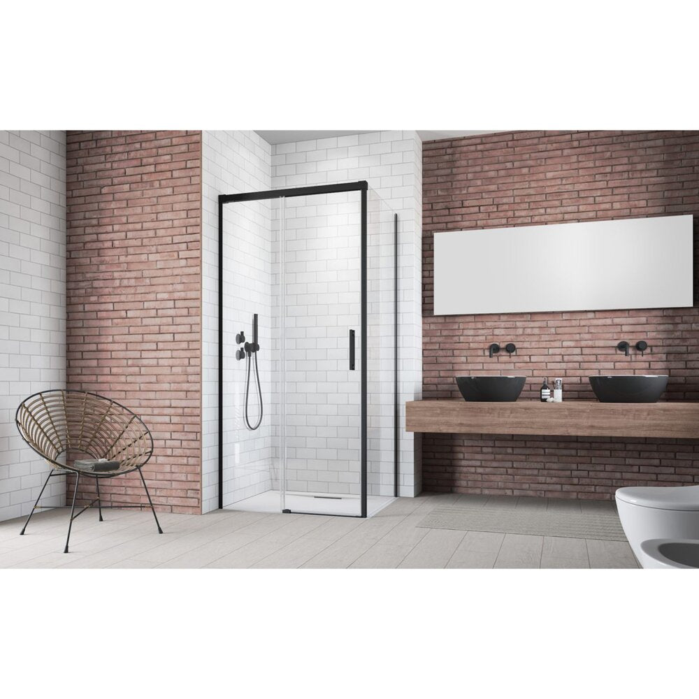 Правоъгълна душ кабина с плъзгаща се врата Radaway Idea KDJ 130x75 cm матово черно-прозрачно ляво