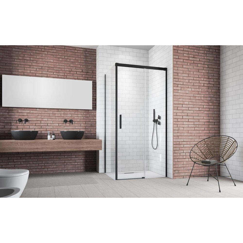 Правоъгълна душ кабина с плъзгаща се врата Radaway Idea KDJ 130x90 cm матово черно-прозрачно дясно