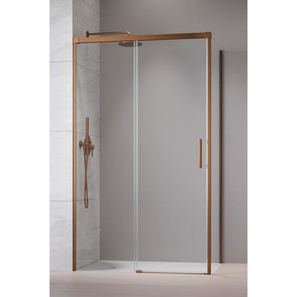 Правоъгълна душ кабина с плъзгаща се врата Radaway Idea KDJ 140x100 cm завършек с четкан мед-стъкло ляво