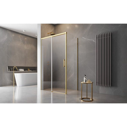 Правоъгълна душ кабина с плъзгаща се врата Radaway Idea KDJ 140x110 cm златно-прозрачна лява