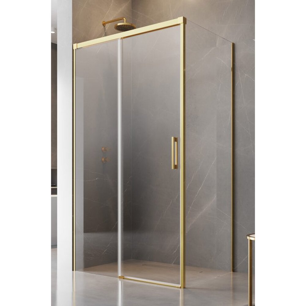Правоъгълна душ кабина с плъзгаща се врата Radaway Idea KDJ 140x110 cm златно-прозрачна лява