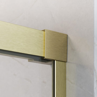 Правоъгълна душ кабина с плъзгаща се врата Radaway Idea KDJ 140x110 cm с покритие злато матово-прозрачно дясно