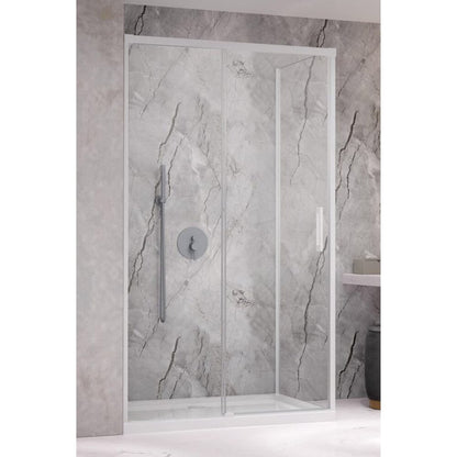 Правоъгълна душ кабина с плъзгаща се врата Radaway Idea KDJ 140x120 cm матово-прозрачно бяло ляво