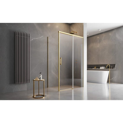 Правоъгълна душ кабина с плъзгаща се врата Radaway Idea KDJ 140x90 cm златист-прозрачна дясна