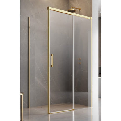 Правоъгълна душ кабина с плъзгаща се врата Radaway Idea KDJ 140x90 cm златист-прозрачна дясна