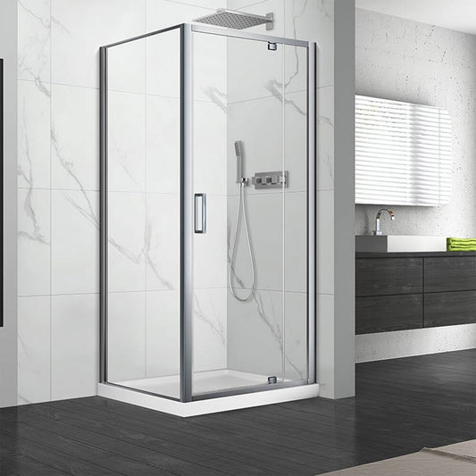 Правоъгълна душ кабина с въртяща се врата Fluminia Andina 120x90 хром