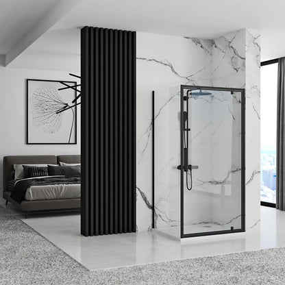 Правоъгълна душ кабина с движеща се врата Rea Rapid Swing 100x90 черна