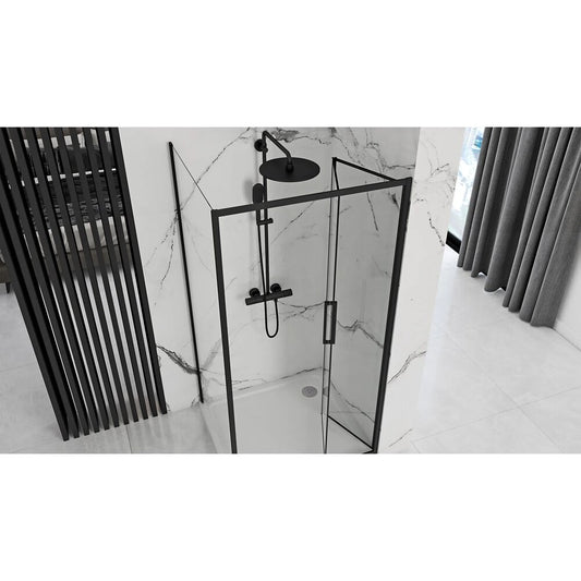 Правоъгълна душ кабина с плъзгаща се врата Rea Rapid Fold 90x80 черна