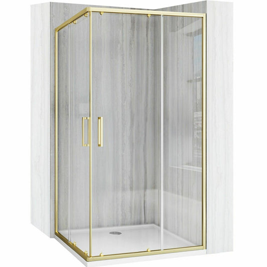 Rectangular Shower Cabin with Sliding Doors Brushed Gold Rea City 80x100 cm