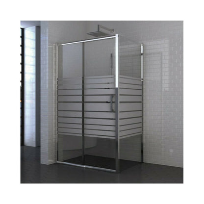 Inter Ceramic Rectangular Shower Cabin with Sliding Door 160x90 cm Glossy Chrome - Transparent with Lines