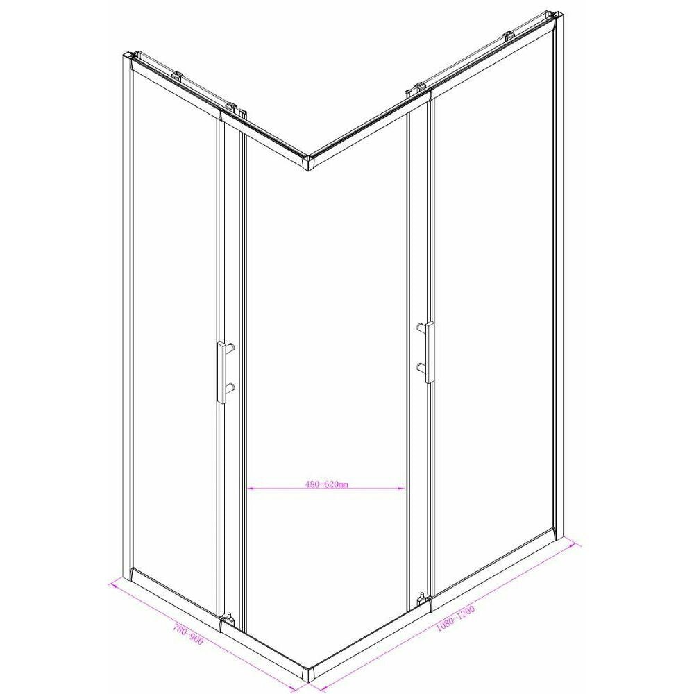 Rectangular Shower Cabin Inter Ceramic with Sliding Door 80x110 cm Chrome - Transparent