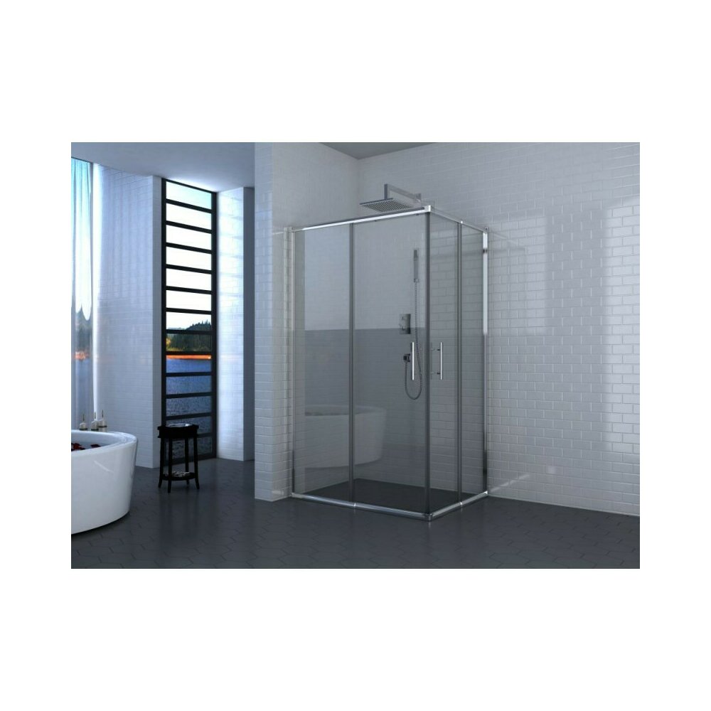 Rectangular Shower Cabin Inter Ceramic with Sliding Door 80x110 cm Chrome - Transparent