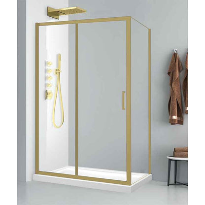 Правоъгълна душ кабина Fluminia Iris Gold 100x80 cm с покритие от четкано злато