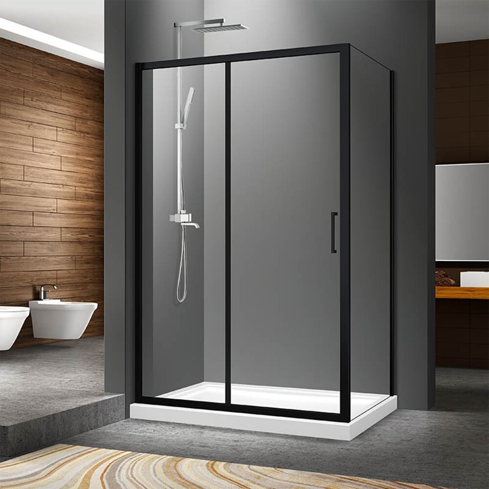 Душ кабина правоъгълна Fluminia Iris N с плъзгаща се врата 100x80 черна