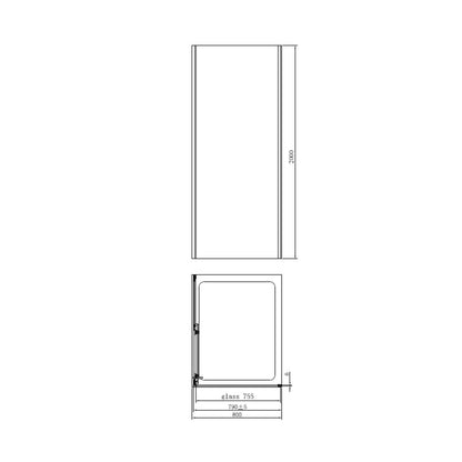 Душ кабина правоъгълна Fluminia Iris N с плъзгаща се врата 100x80 черна