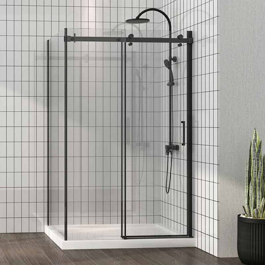 Правоъгълна душ кабина Fluminia Panda Black с плъзгаща се врата 120x90 черна