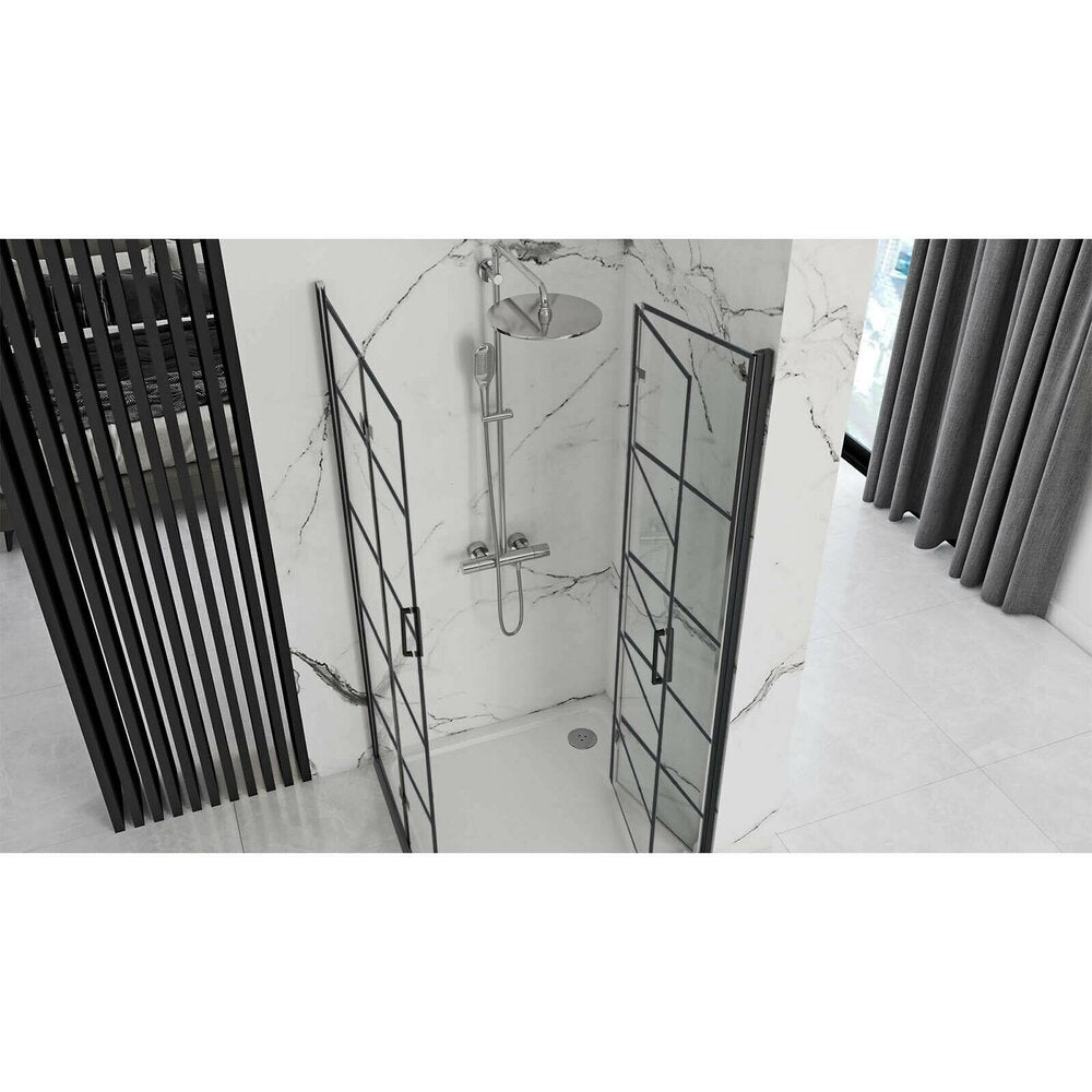 Правоъгълна душ кабина с плъзгащи се врати Rea Molier 80x100 черна