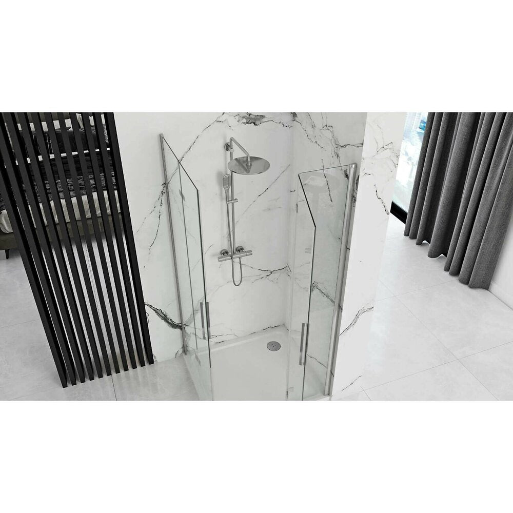 Правоъгълна душ кабина с плъзгащи се врати Rea Molier 80x90 хром